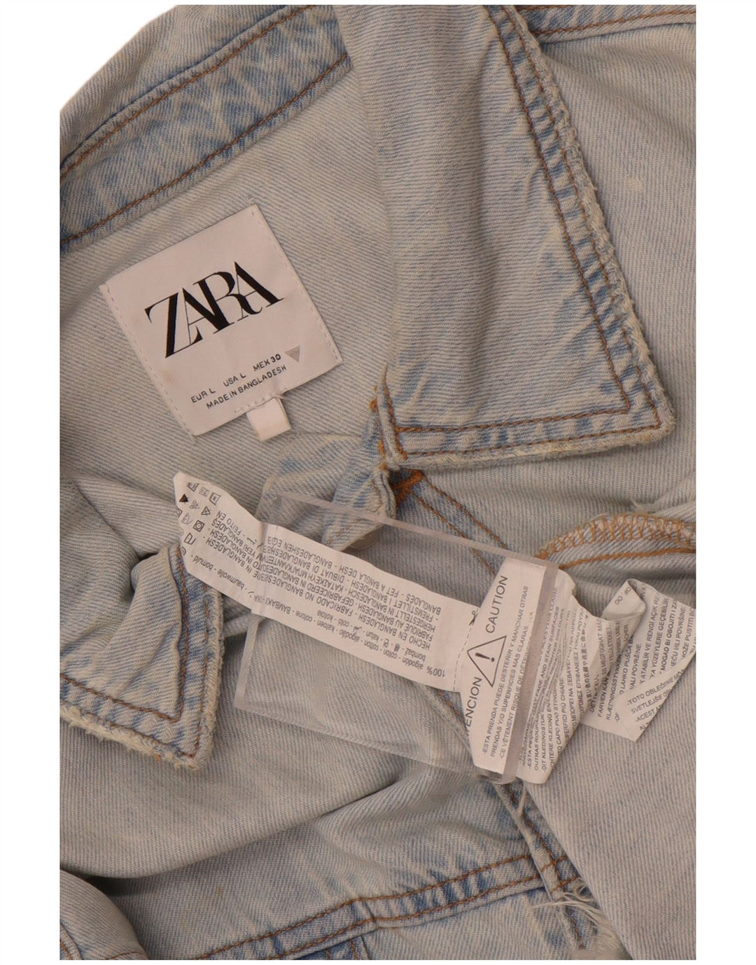 Tuta corta in denim oversize da donna Zara UK 16 grande cotone blu