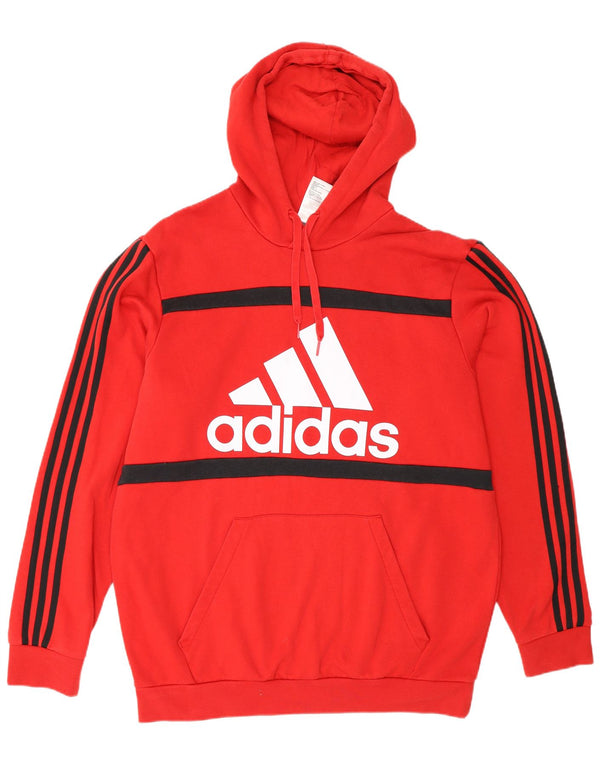 Felpa con cappuccio grafica da uomo Adidas XL in cotone rosso