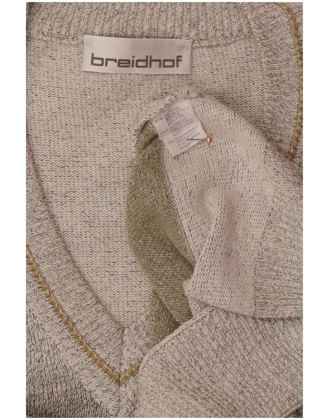 Maglione da uomo con scollo a V BREIDHOF grande cotone geometrico grigio
