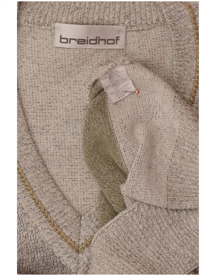 Maglione da uomo con scollo a V BREIDHOF grande cotone geometrico grigio