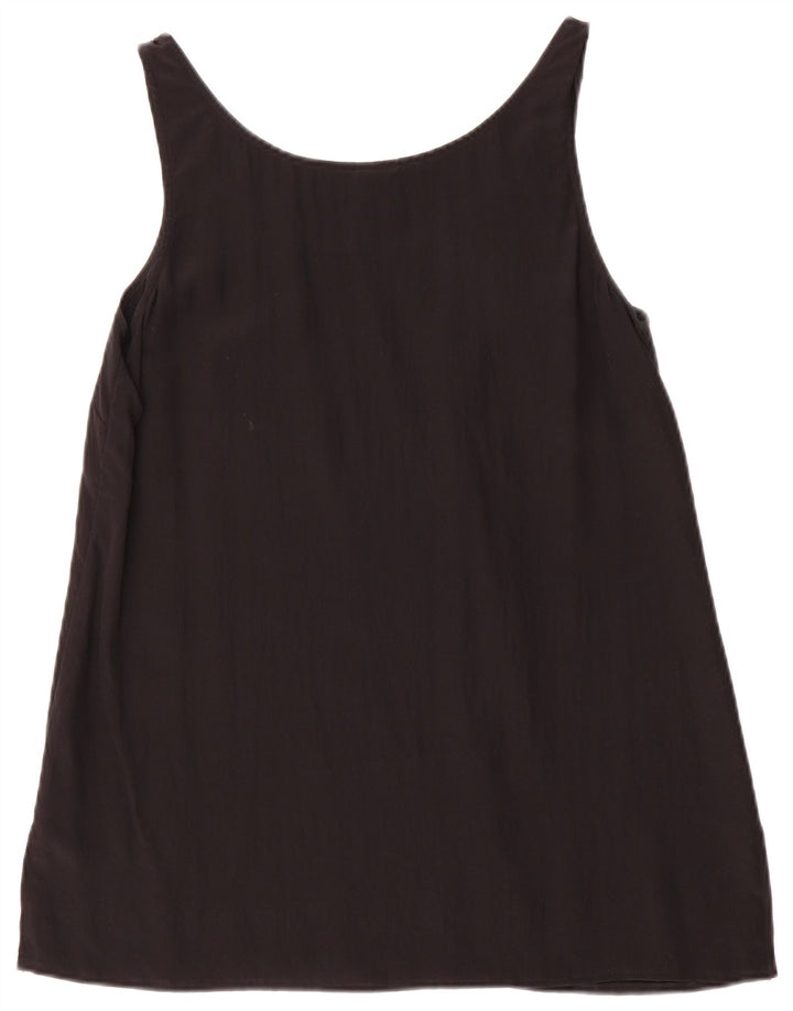 Canotta vintage da donna UK 12 media seta nera