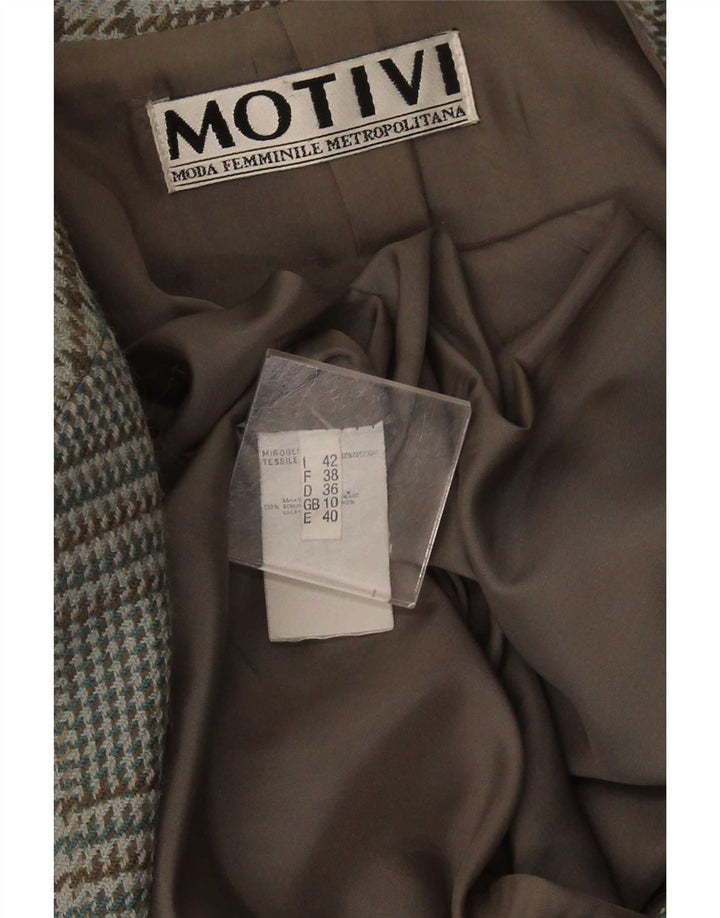 MOTIVI Giacca blazer oversize da donna a 3 bottoni UK 10 piccola lana scozzese grigia