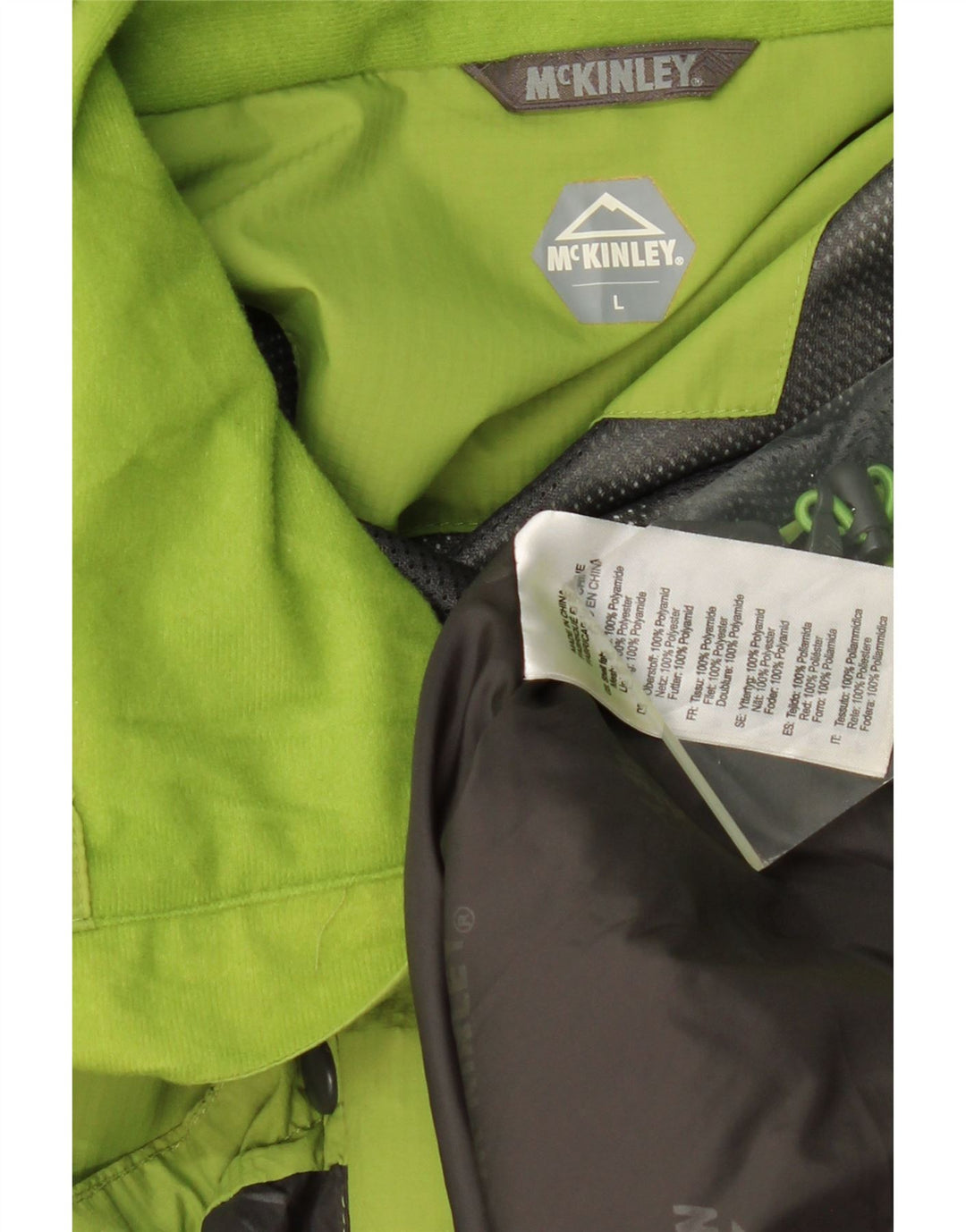 MCKINLEY Giacca antipioggia da uomo con cappuccio UK 40 Large Verde Poliammide