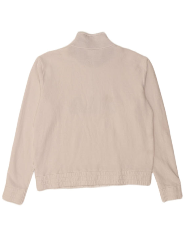 FILA Felpa da donna con collo con zip grafica Maglione UK 16 Grande cotone bianco