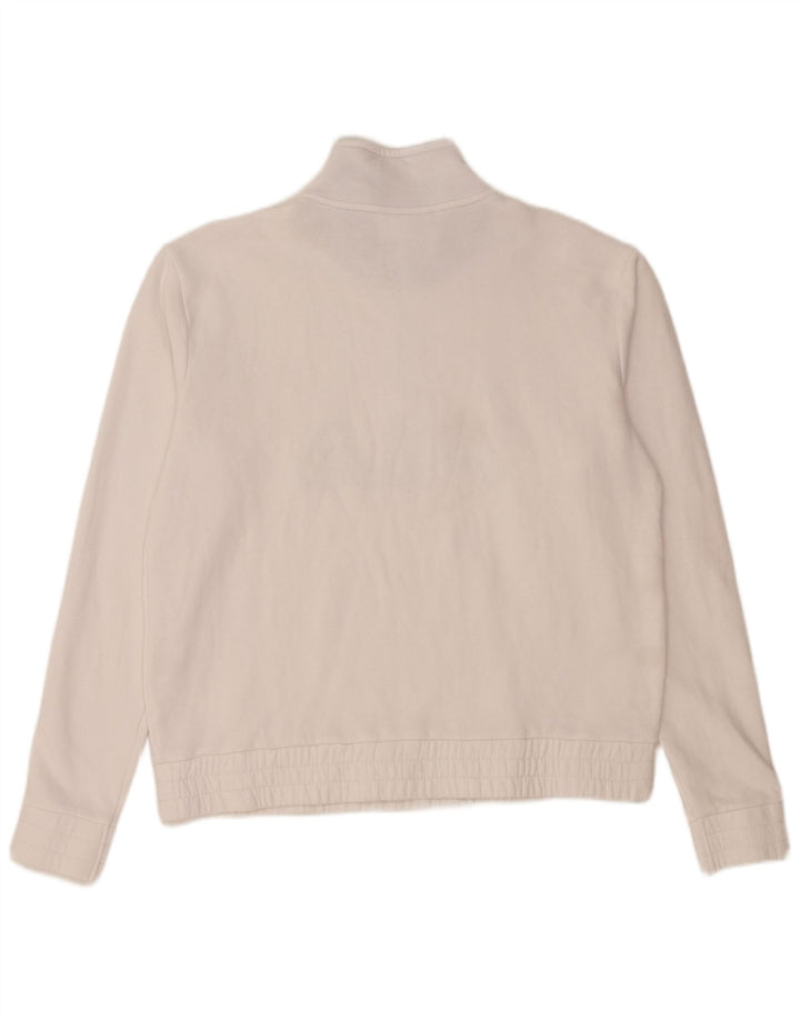 FILA Felpa da donna con collo con zip grafica Maglione UK 16 Grande cotone bianco