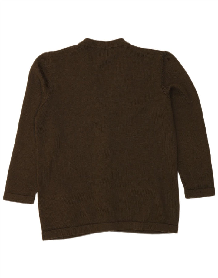 LUISA SPAGNOLI Maglione cardigan da donna UK 18 XL Lana kaki