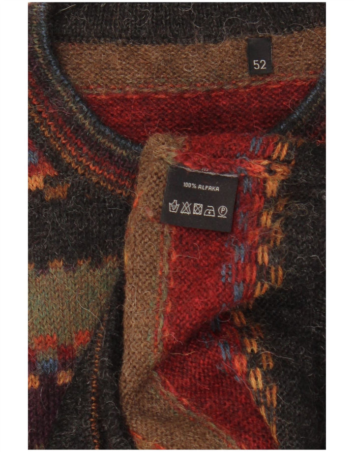 Maglione vintage da uomo girocollo IT 52 a righe grandi multicolori