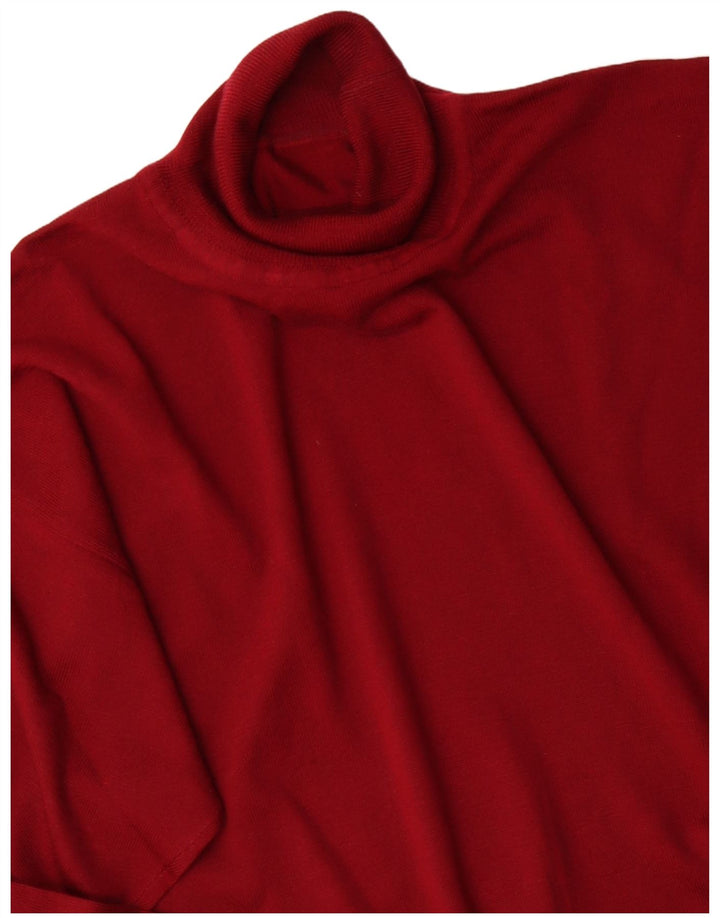 Maglione maglione collo alto da uomo VINTAGE XL lana merino rossa