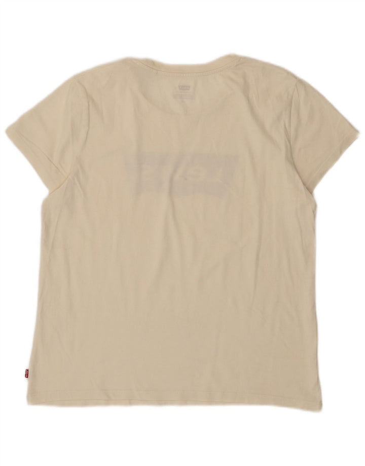 LEVI'S Womens Graphic T-Shirt Top UK 16 Large Off White