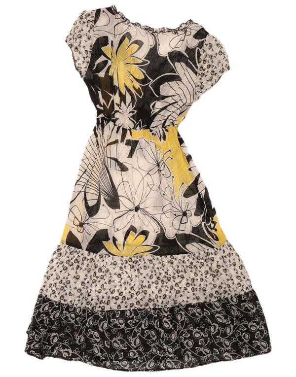 Abito lungo da donna Marks & Spencer UK 10 piccolo cotone floreale beige