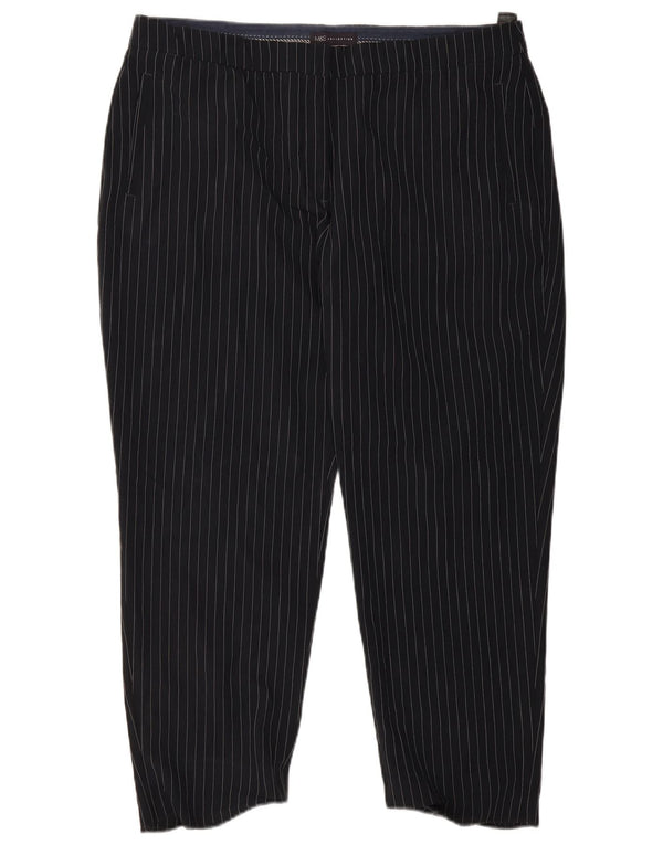 Pantaloni chino da donna Marks & Spencer UK 20 2XL W38 L27 Blu navy a righe