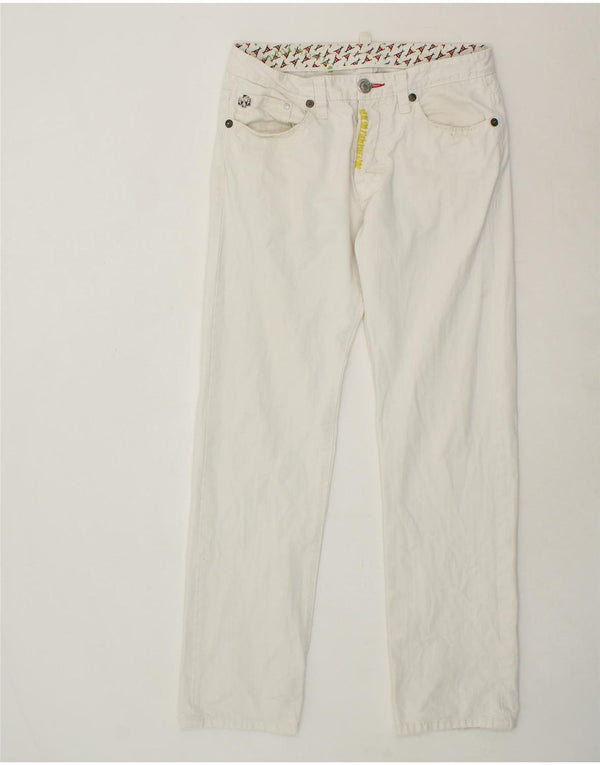 DSQUARED2 Womens Straight Casual Trousers IT 46 Large W32 L30 White Cotton