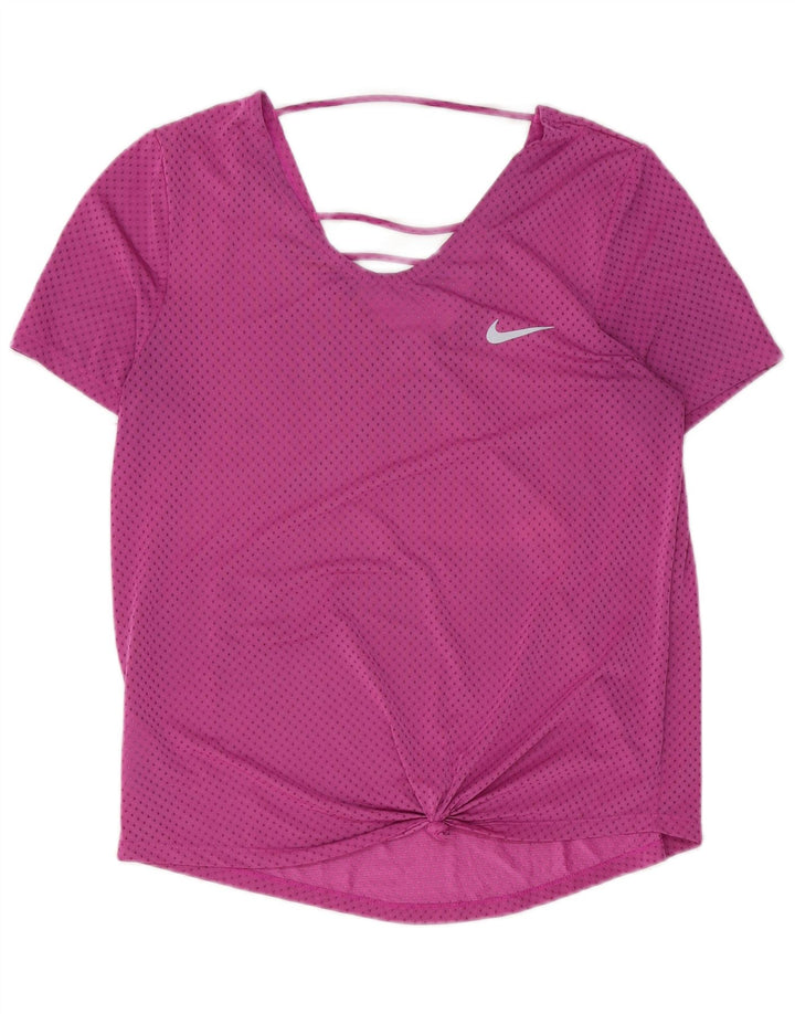 T-shirt NIKE Dri Fit da donna Top UK 14 poliestere maculato rosa medio