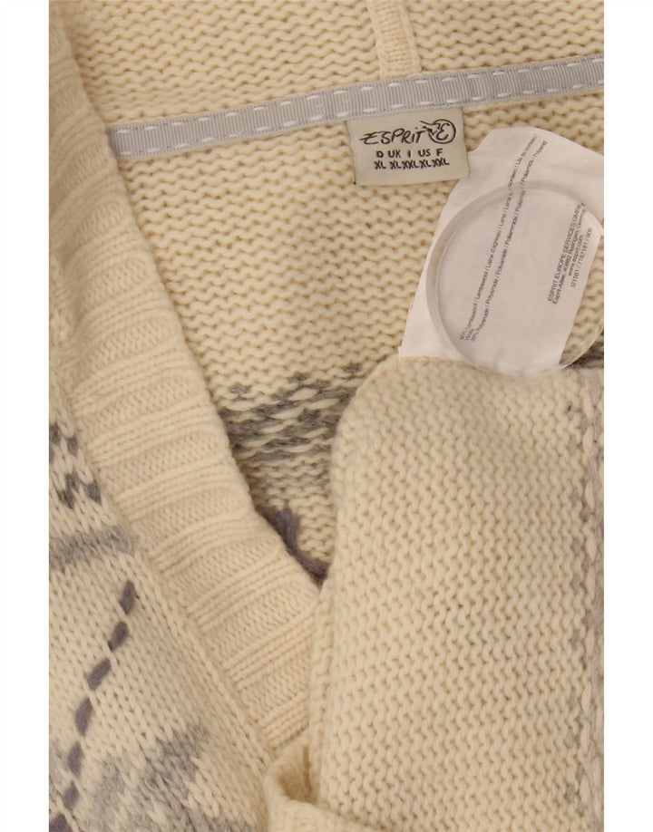 Maglione con cappuccio da donna ESPRIT UK 18 XL Lana Fair Isle beige
