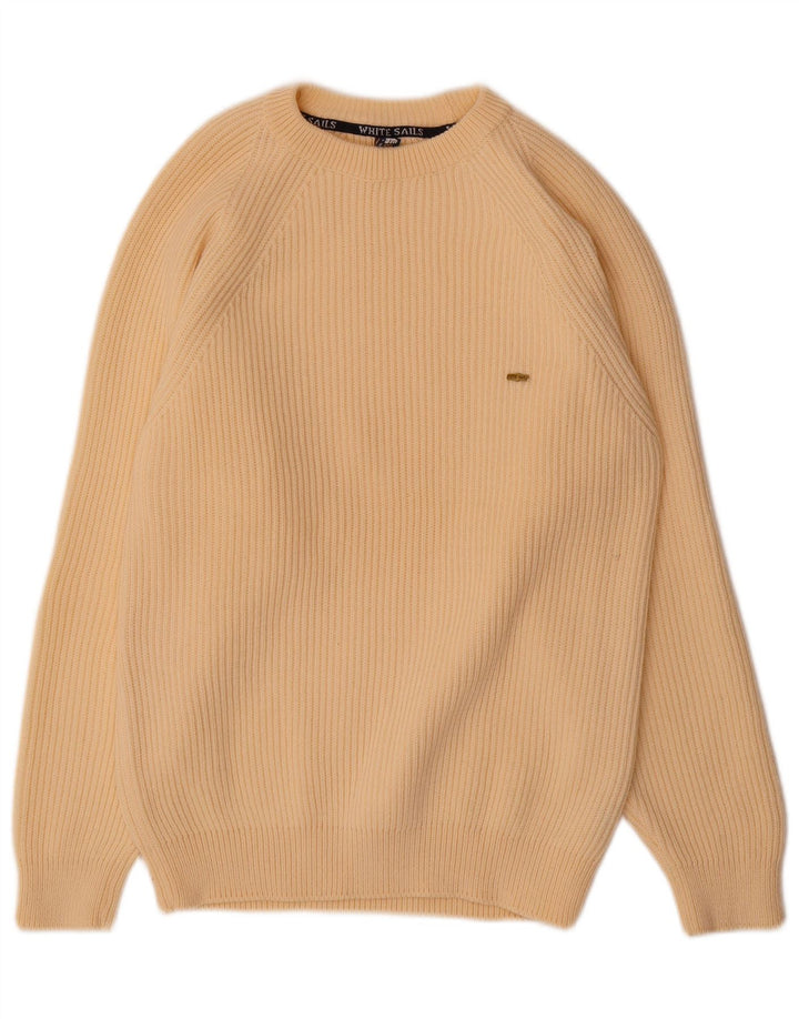 Maglione girocollo da uomo White Sails in lana beige medio