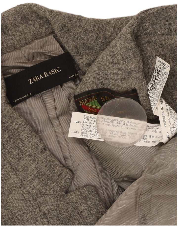 Giacca blazer lunga da donna Zara UK 12 Lana grigio medio