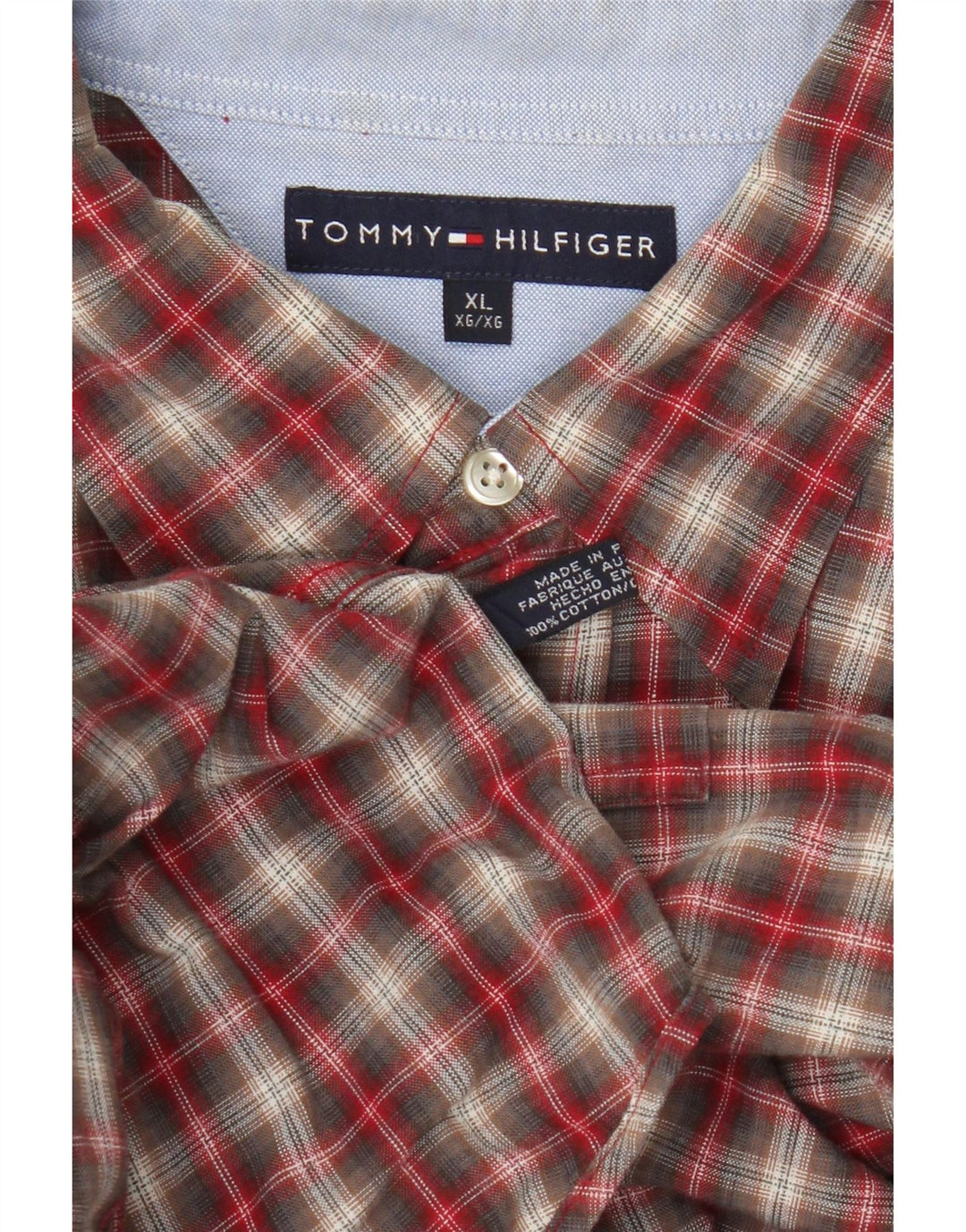 Camicia da uomo Tommy Hilfiger XL in cotone a quadri rossi