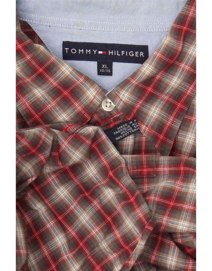 Camicia da uomo Tommy Hilfiger XL in cotone a quadri rossi