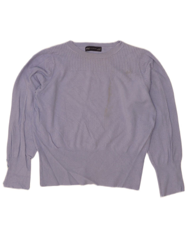 Marks & Spencer maglione corto con scollo a barca da donna UK 10 piccolo blu