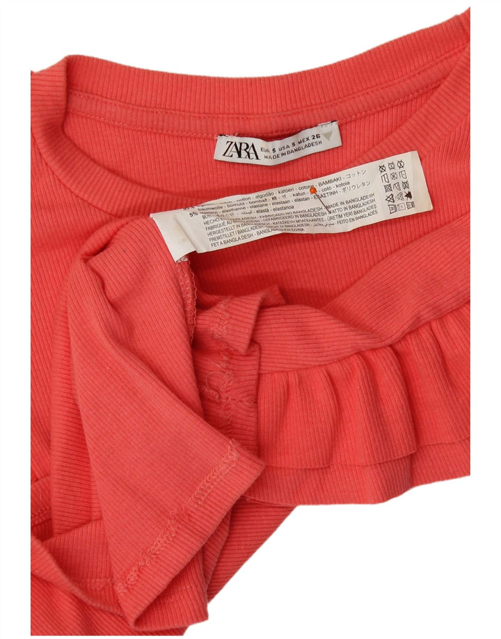 ZARA Womens Crop Batwing Blouse Top UK 8 Small Red Cotton