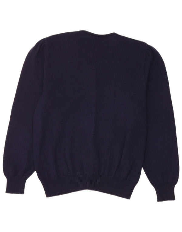 Maglione cardigan da donna vintage UK 14 medio blu navy