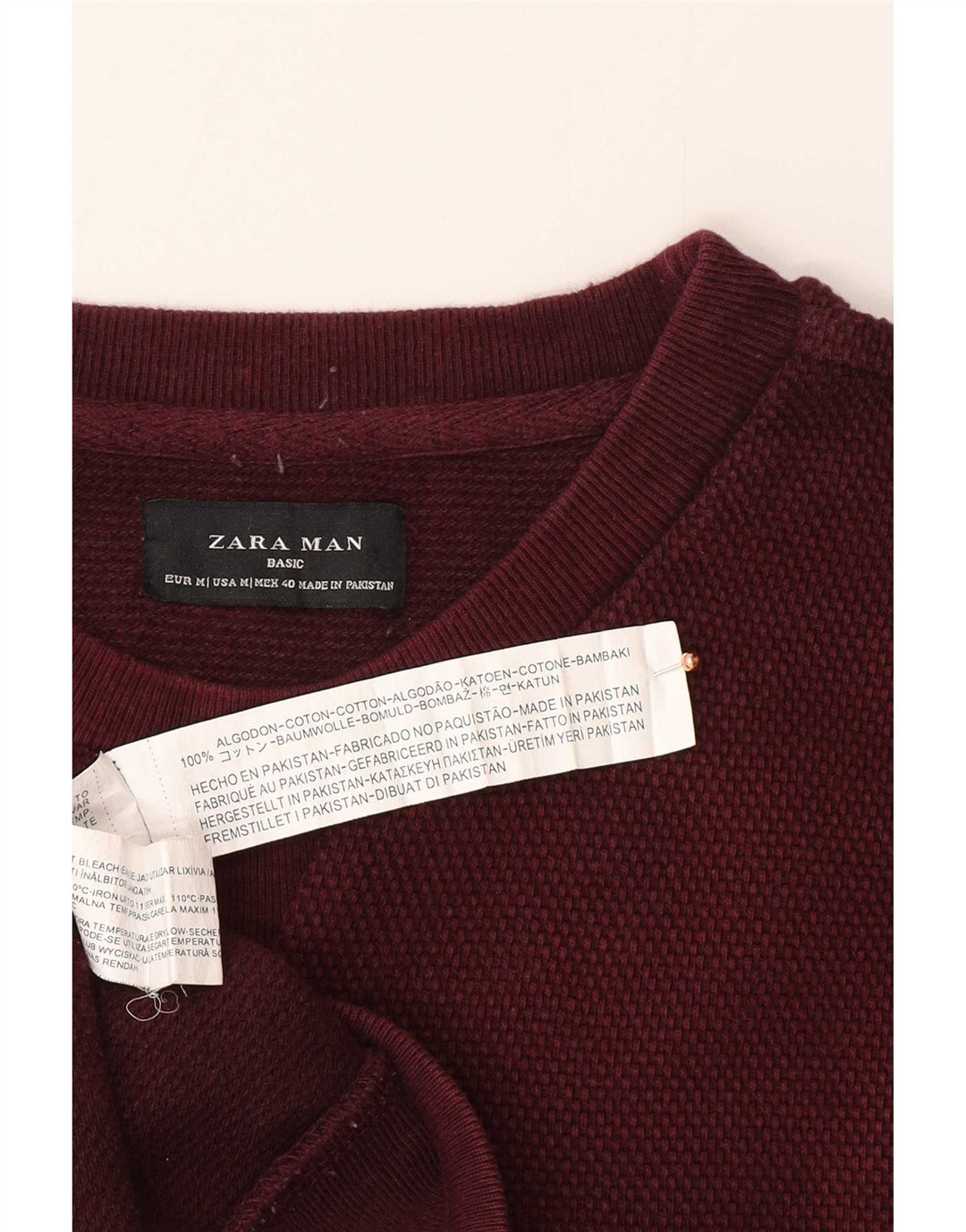 Felpa Zara da uomo in cotone bordeaux medio