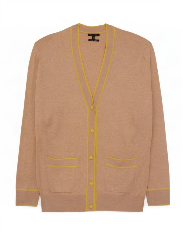 Maglione cardigan da donna Massimo Dutti UK 12 Cotone screziato beige medio
