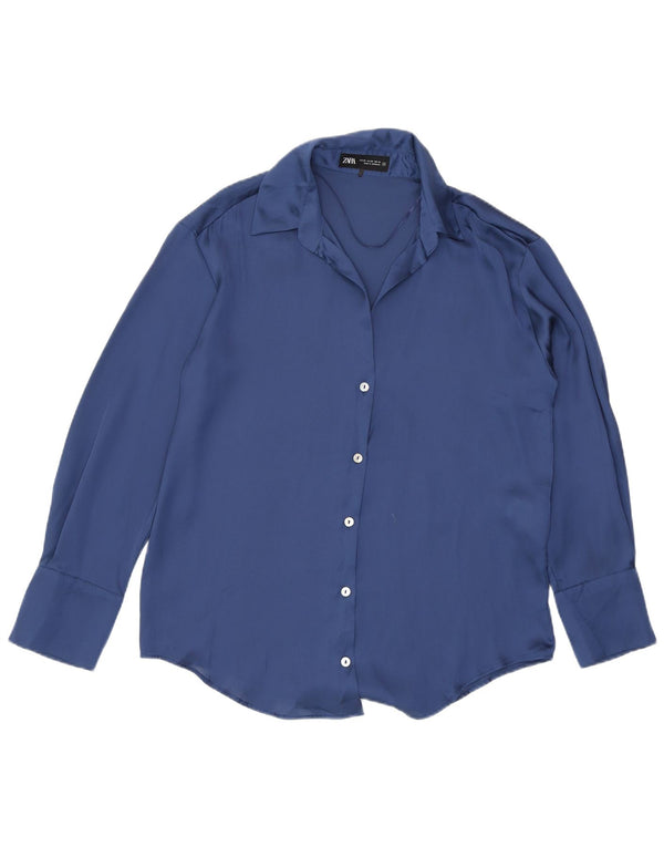 Camicetta camicia oversize da donna Zara UK 6 XS poliestere blu