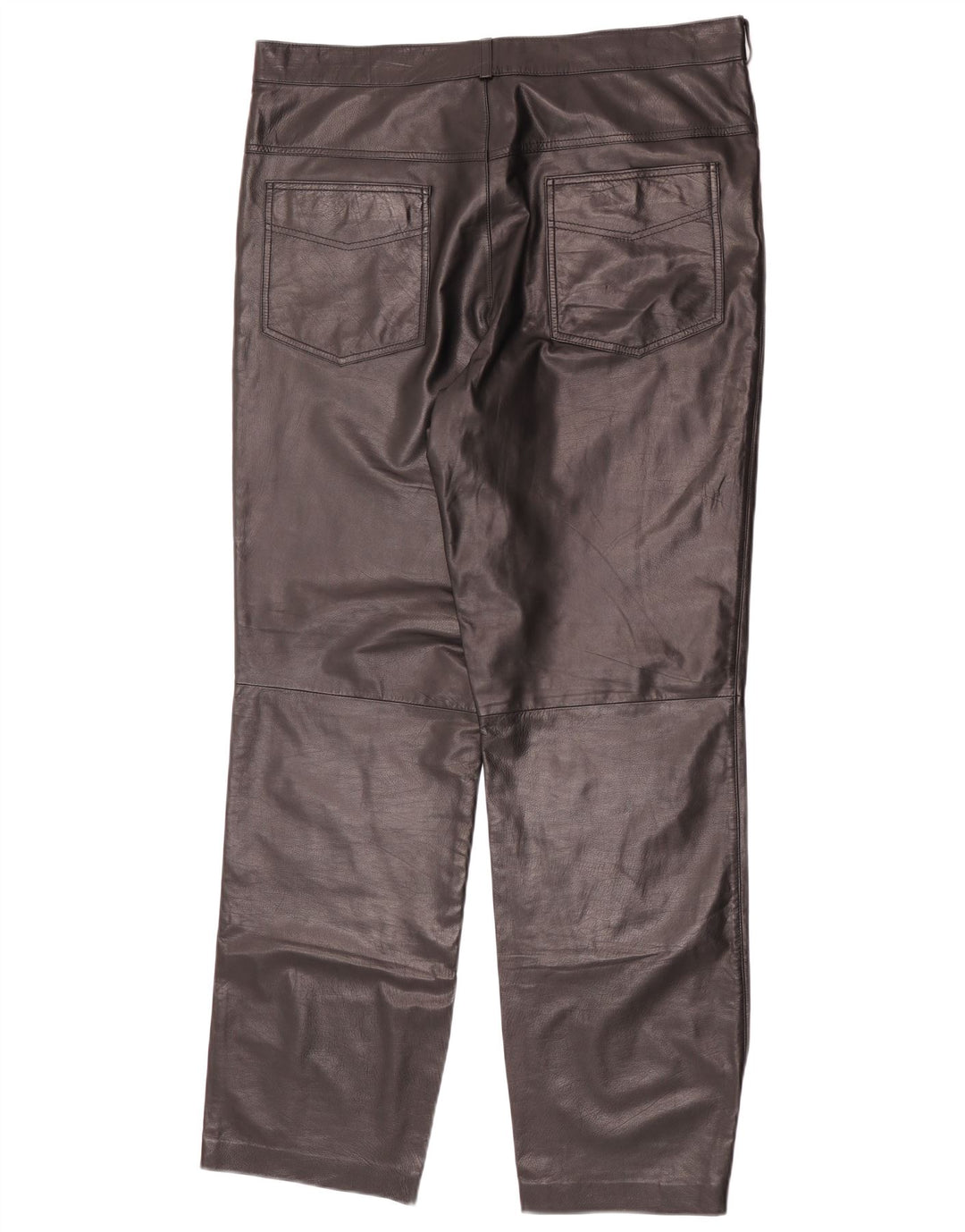 Pantaloni dritti in pelle vintage da donna W36 L32 neri