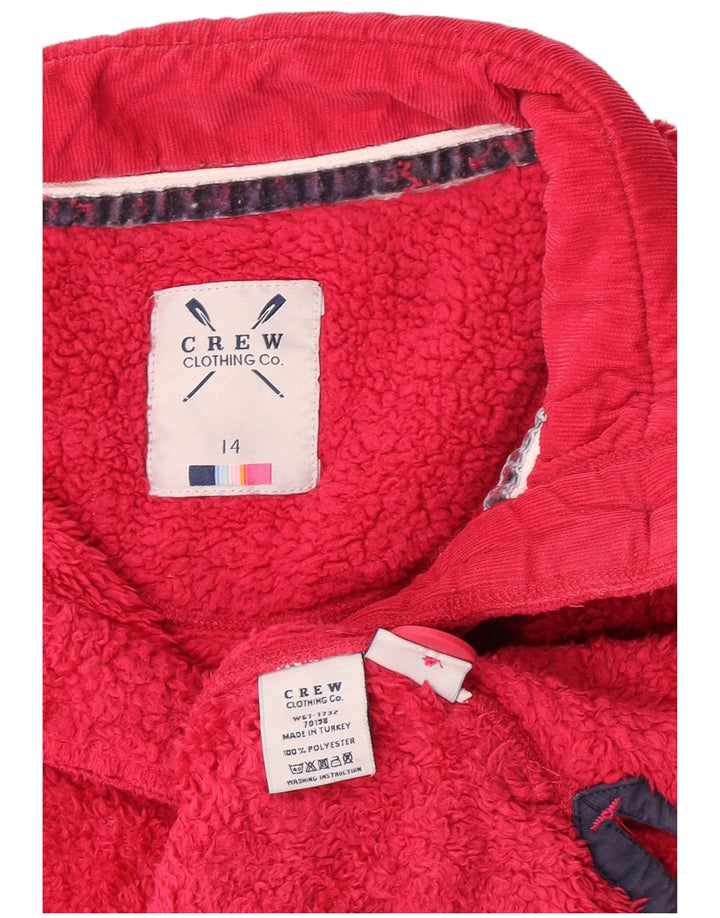 Crew Clothing Maglione in pile da donna con collo a bottoni UK 14 Grande poliestere rosa