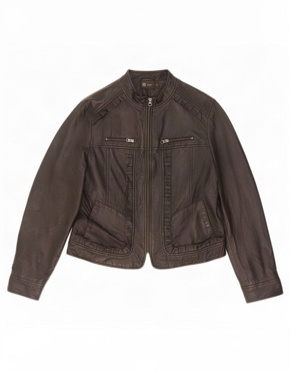 Giacca da motociclista in pelle da donna BVS EU 48 2XL Nera
