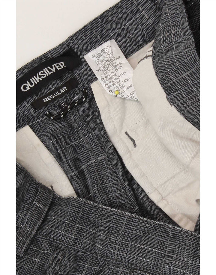 Pantaloncini chino regolari da uomo Quiksilver W32 poliestere medio a quadri blu navy