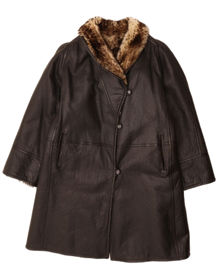 Soprabito in shearling da donna VINTAGE IT 42 Medio Nero