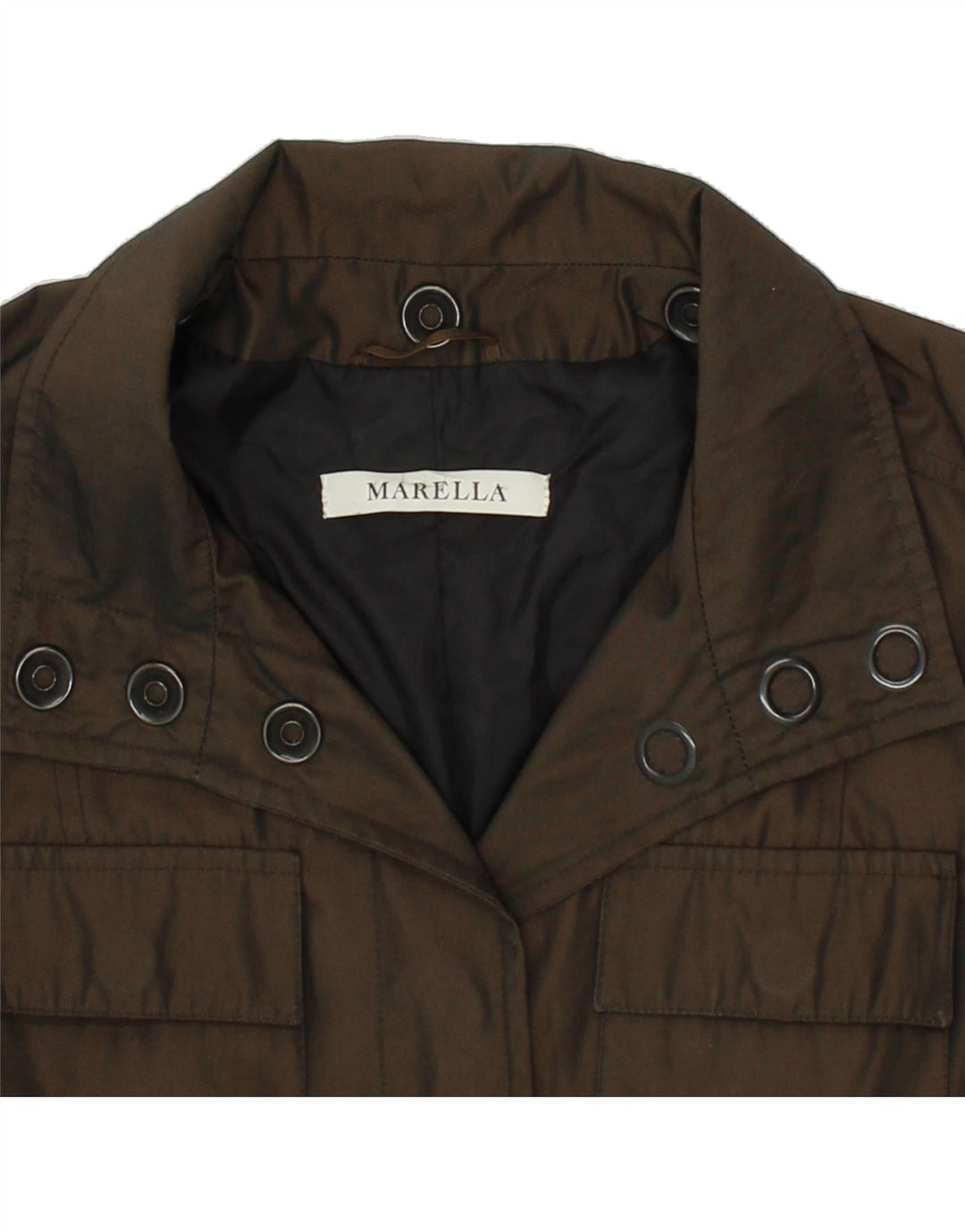 MARELLA Womens Utility Jacket UK 14 Large Brown Polyester Vintage Marella and Second-Hand Marella from Messina Hembry 
