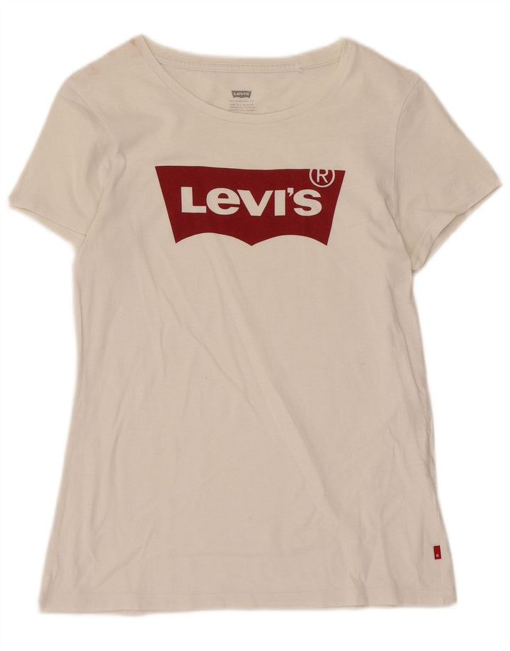T-shirt grafica da donna Levi's Top UK 10 piccola bianca