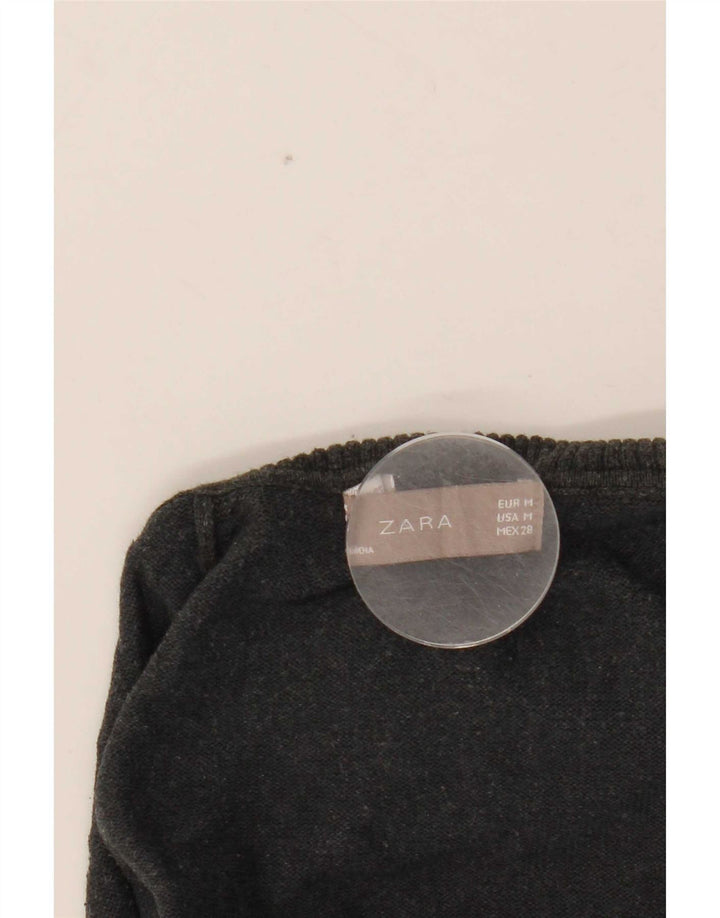 Maglione corto da donna Zara con collo alto, UK 12, cotone grigio medio