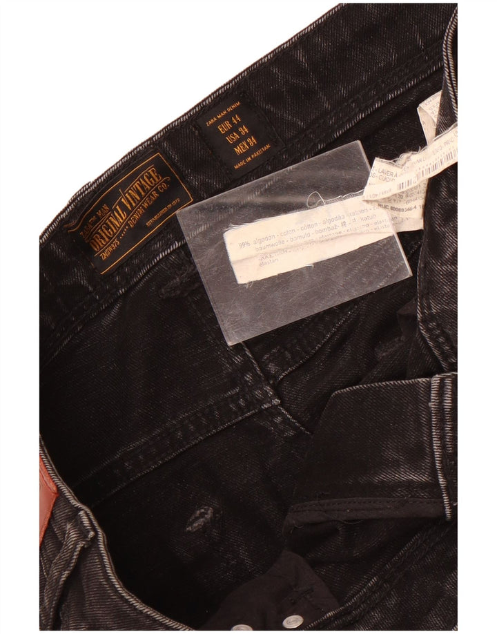 Jeans slim invecchiati da uomo Zara EU 44 Large W34 L30 cotone nero