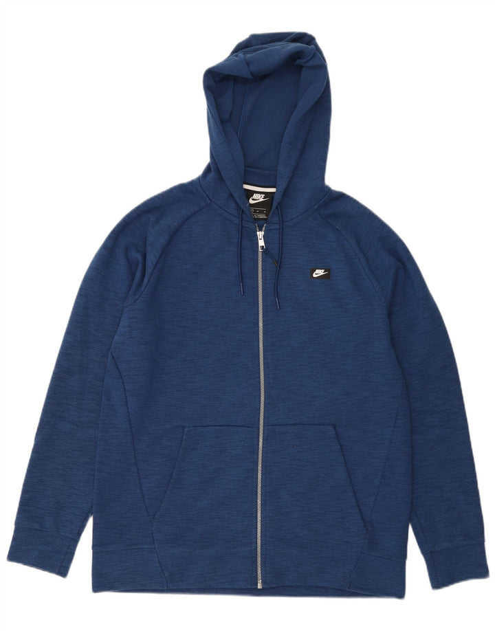 Felpa con cappuccio e zip Nike da uomo in cotone blu medio