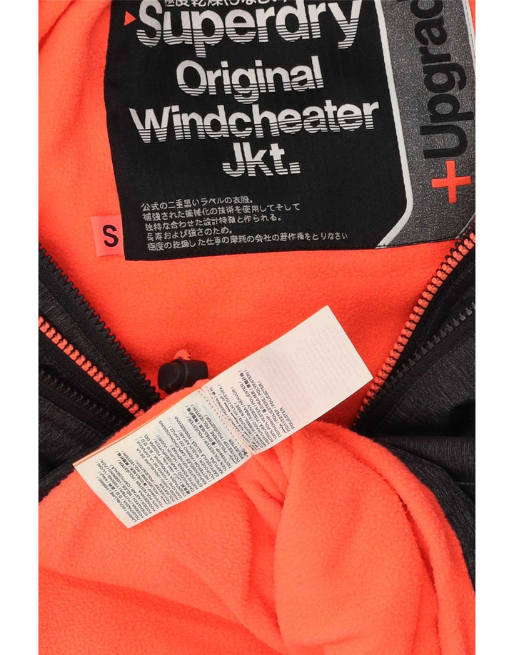 Giacca a vento con cappuccio da donna Superdry Windcheater UK 10 piccola grigia