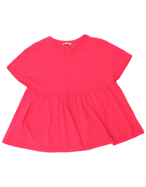 T-shirt oversize da donna Zara UK 14 cotone rosa medio
