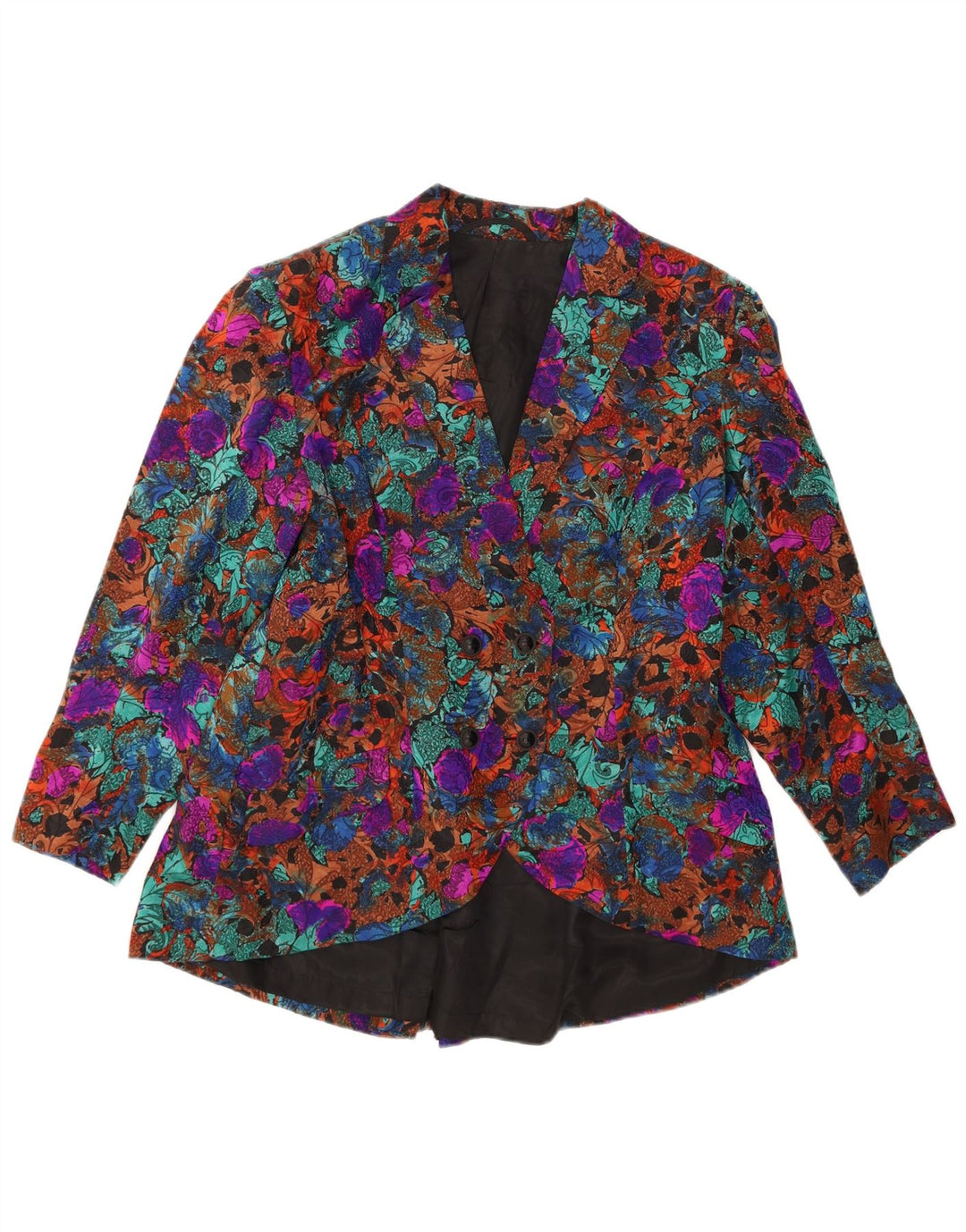 VINTAGE Womens Blazer Jacket UK 14 Large Multicoloured Floral