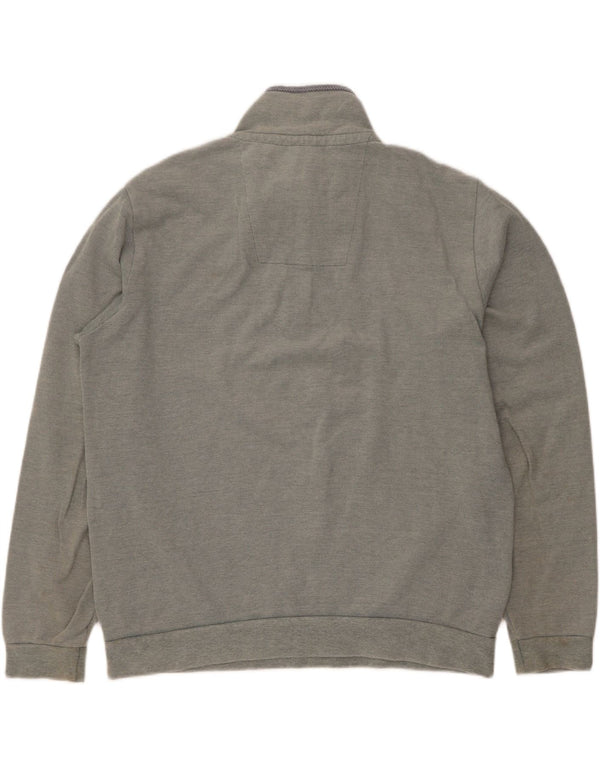 Crew Clothing Felpa con collo con zip da uomo Maglione grande in cotone grigio