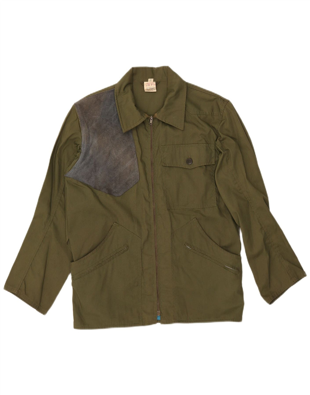 Giacca utilitaria da uomo VINTAGE UK 36 piccola poliestere kaki