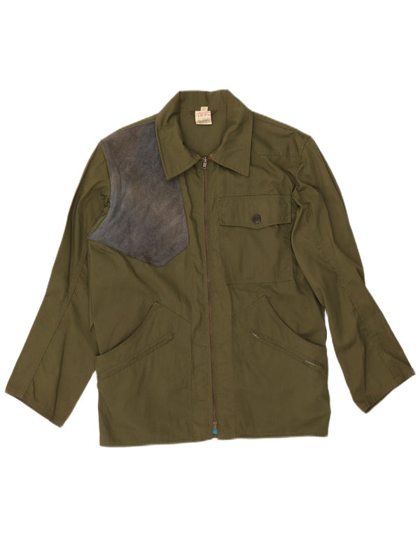 VINTAGE Mens Utility Jacket UK 36 Small Khaki Polyester