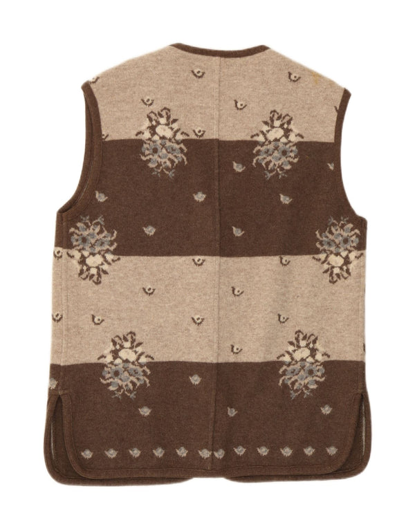 Maglione cardigan senza maniche da donna Silvy IT 42 Lana floreale marrone medio