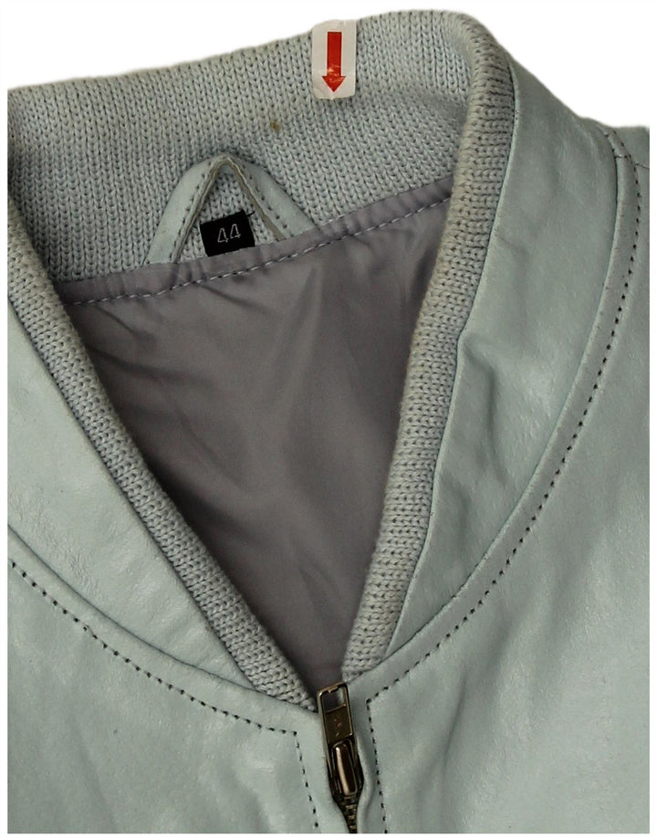 Giubbotto bomber vintage da donna in ecopelle corta IT 44 blu medio