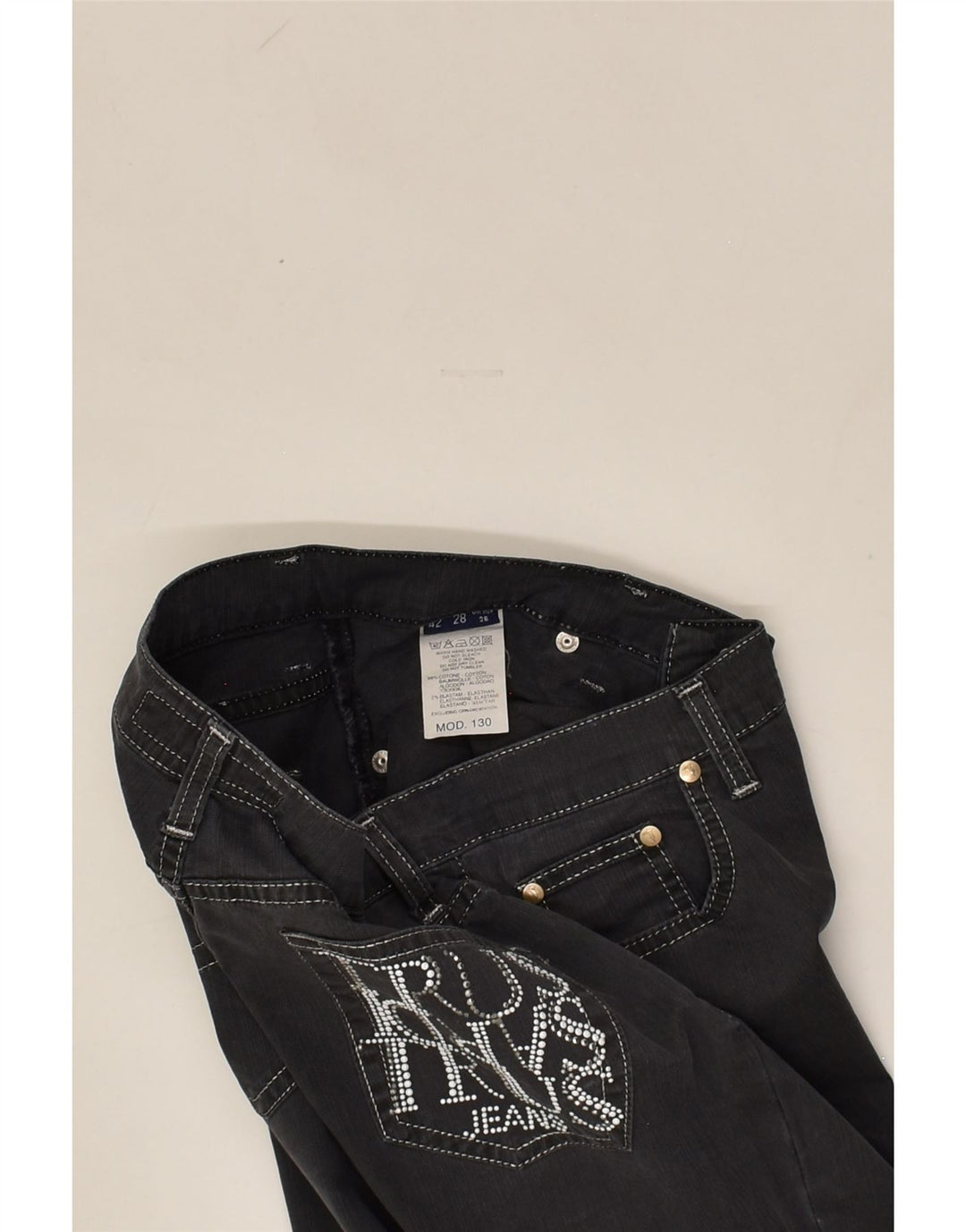 TRUSSARDI Womens Straight Jeans W26 L32 Grey Cotton | Vintage Trussardi | Thrift | Second-Hand Trussardi | Used Clothing | Messina Hembry 