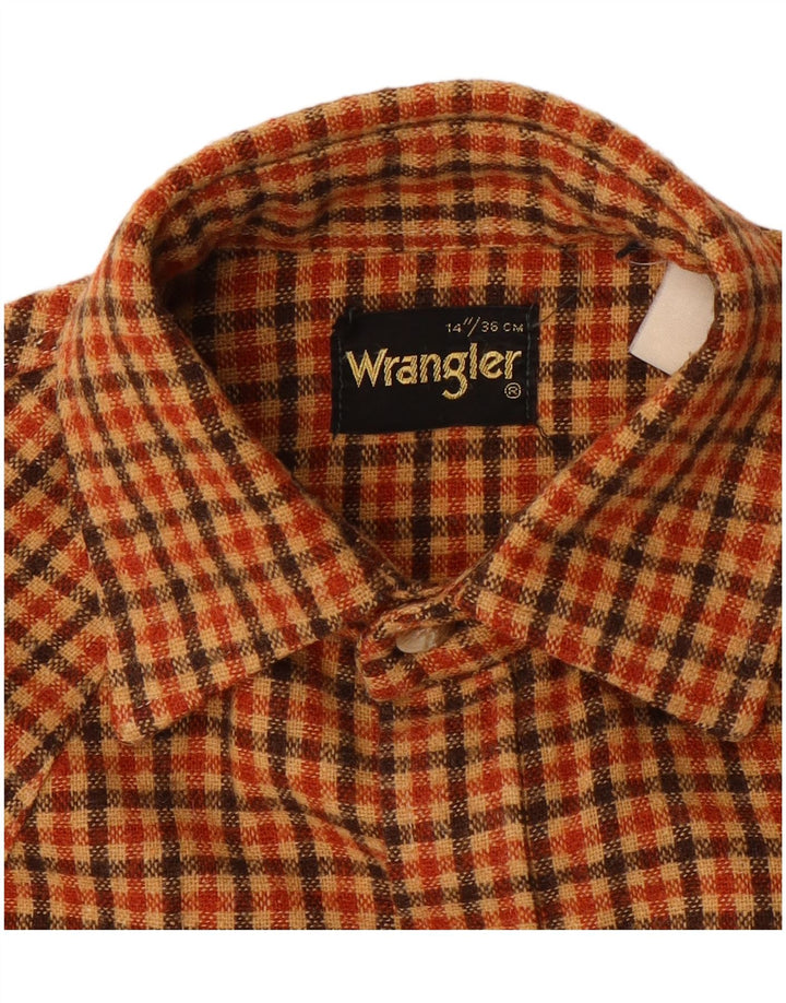 Camicia in flanella da uomo Wrangler taglia 14 piccolo quadretto arancione