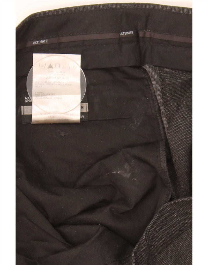 Pantaloni da abito dritti da uomo Marks & Spencer W34 L29 poliestere grigio