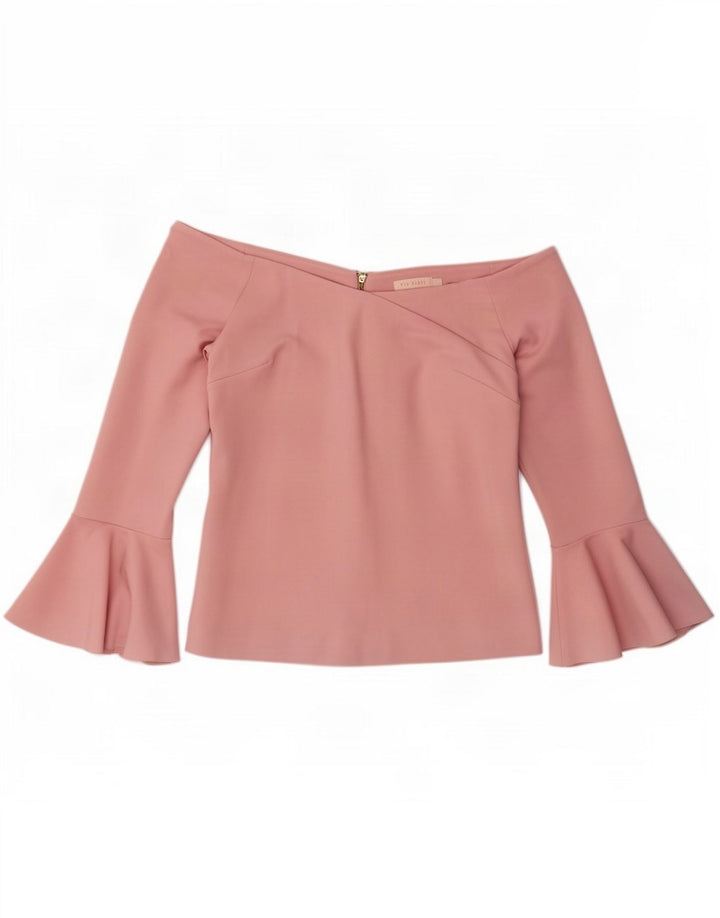 Ted Baker Top corto da donna con spalle scoperte taglia 3 viscosa rosa medio